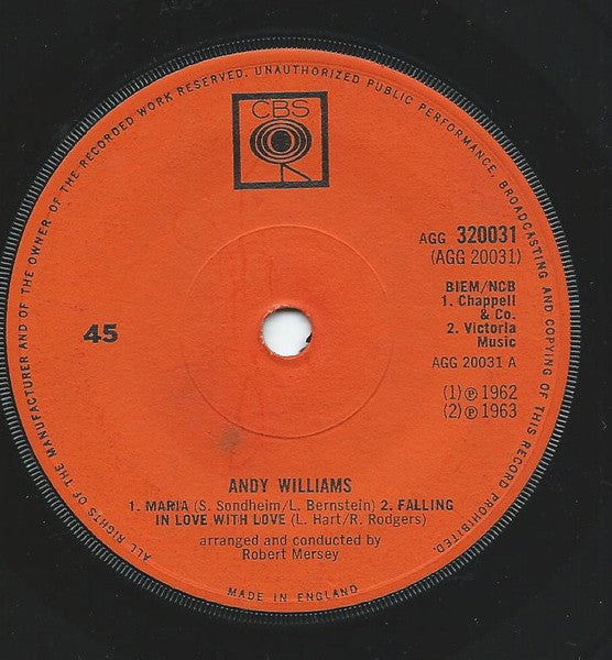 Andy Williams : Andy Williams (7", EP)
