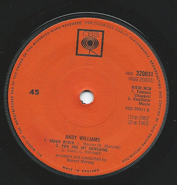 Andy Williams : Andy Williams (7", EP)