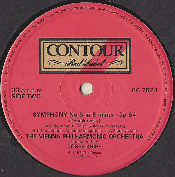 Pyotr Ilyich Tchaikovsky, Wiener Philharmoniker, Josef Krips : Symphony No. 5 (LP, RE)