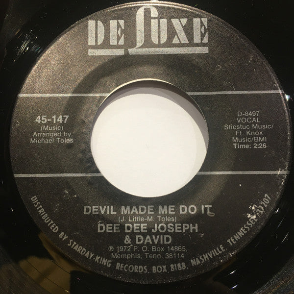 Dee Dee Joseph And David : Devil Made Me Do It (7", Single, RE)