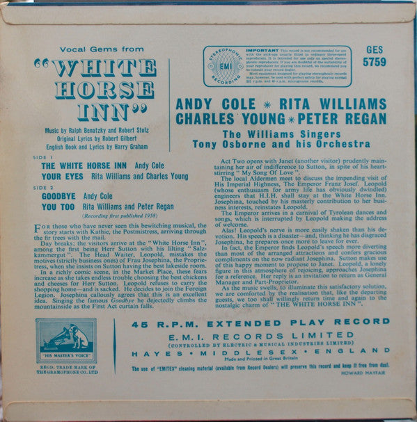 Andy Cole (2), Rita Williams, Charles Young, The Williams Singers, Tony Osborne And His Orchestra, Peter Regan : White Horse Inn (7", EP)