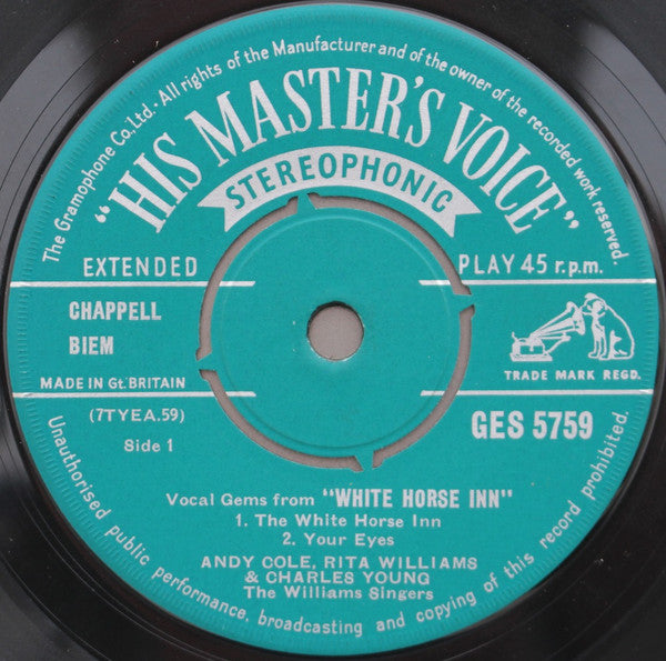 Andy Cole (2), Rita Williams, Charles Young, The Williams Singers, Tony Osborne And His Orchestra, Peter Regan : White Horse Inn (7", EP)