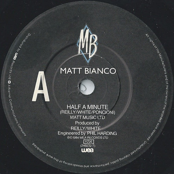 Matt Bianco : Half A Minute (7", Single, Pap)