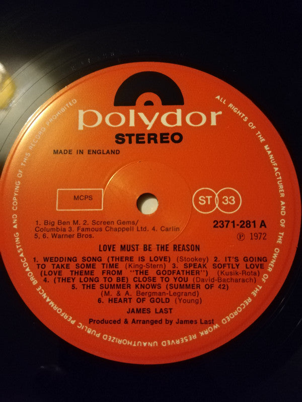 James Last : Love Must Be The Reason (LP, Album, RE)
