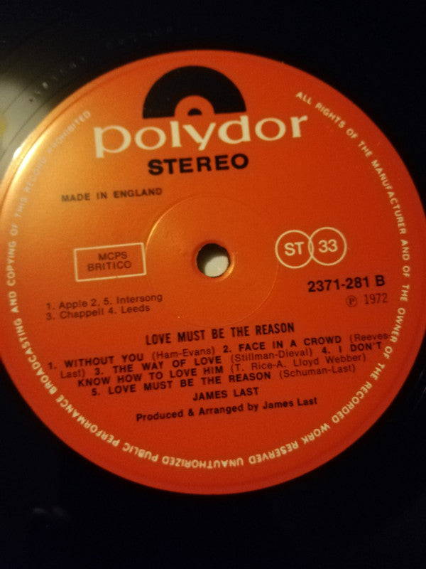 James Last : Love Must Be The Reason (LP, Album, RE)