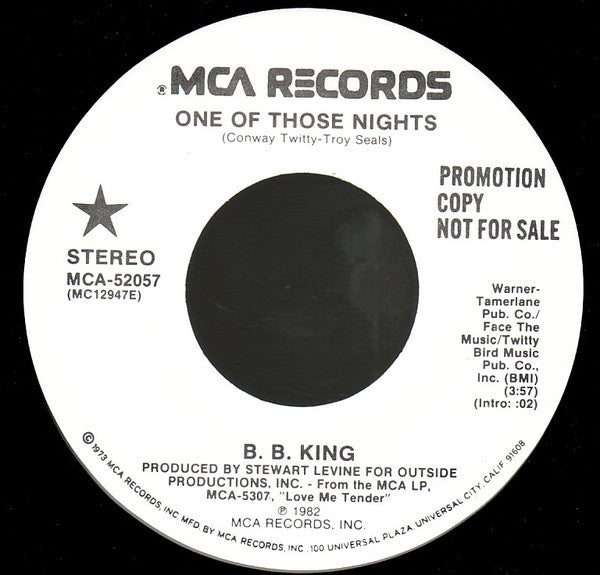 B.B. King : One Of Those Nights (7", Promo)