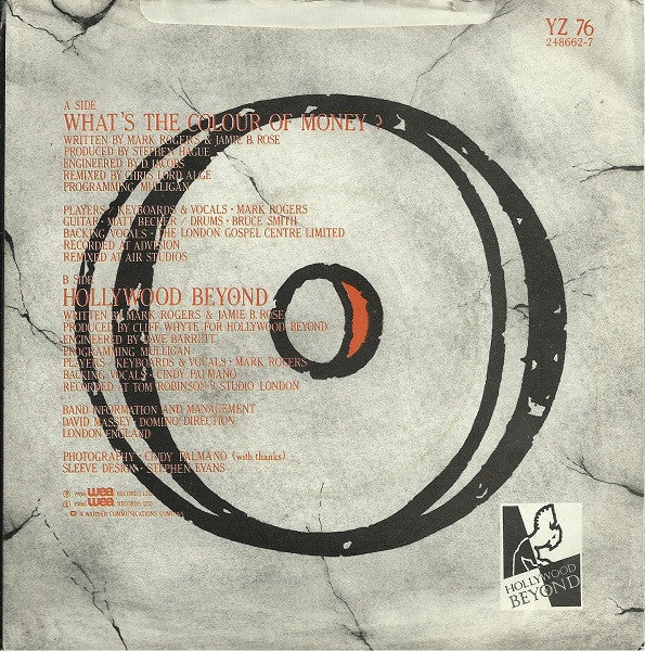 Hollywood Beyond : What's The Colour Of Money? (7", Single, Gre)