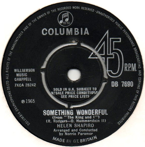 Helen Shapiro : Something Wonderful (7", Single)