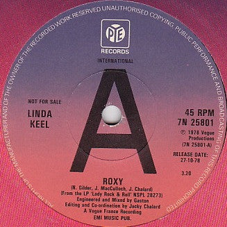 Linda Keel : Roxy (7", Single, Promo)