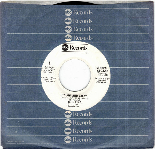 B.B. King : Slow And Easy (7", Mono, Promo)