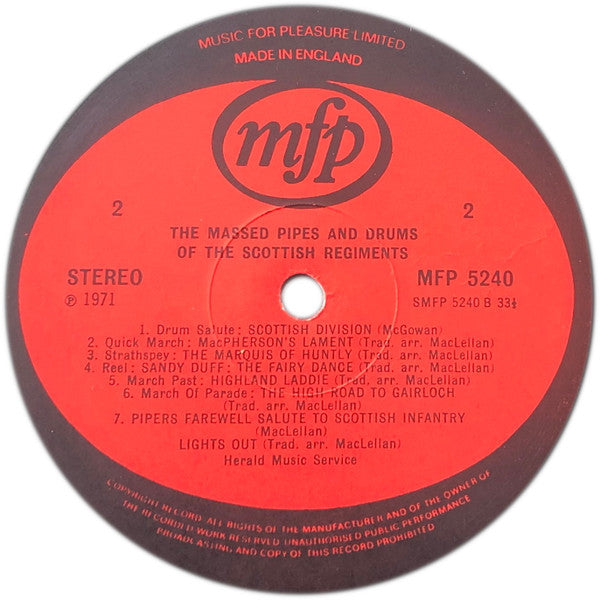 The Massed Pipes And Drums Of The Scottish Regiments : Beating Of Retreat (LP)