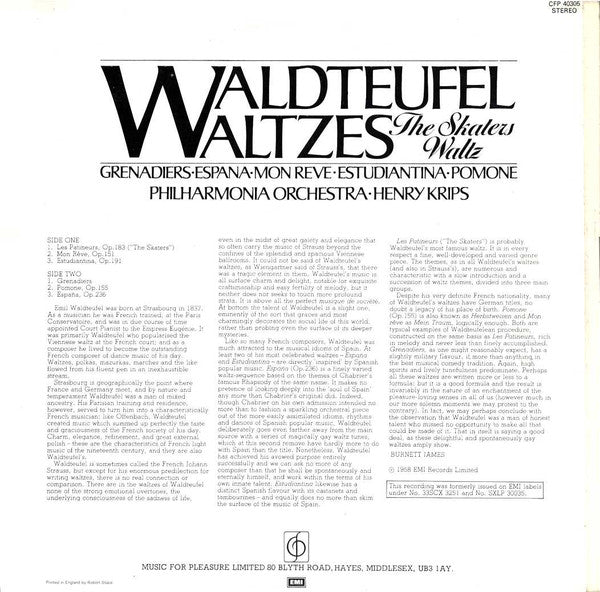 Emil Waldteufel, Philharmonia Orchestra, Henry Krips : Waldteufel Waltzes (LP, RE)