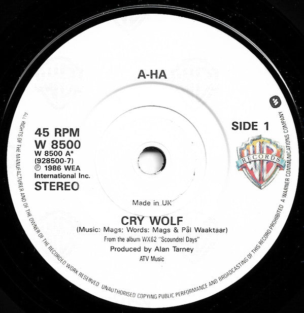 a-ha : Cry Wolf (7", Single, Ltd, Fol)
