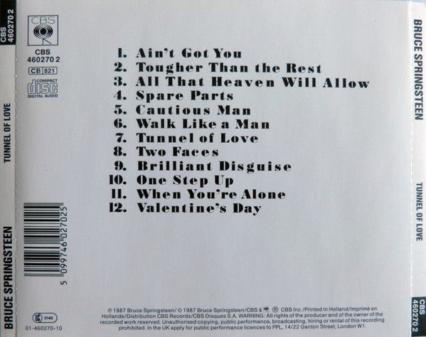 Bruce Springsteen : Tunnel Of Love (CD, Album)