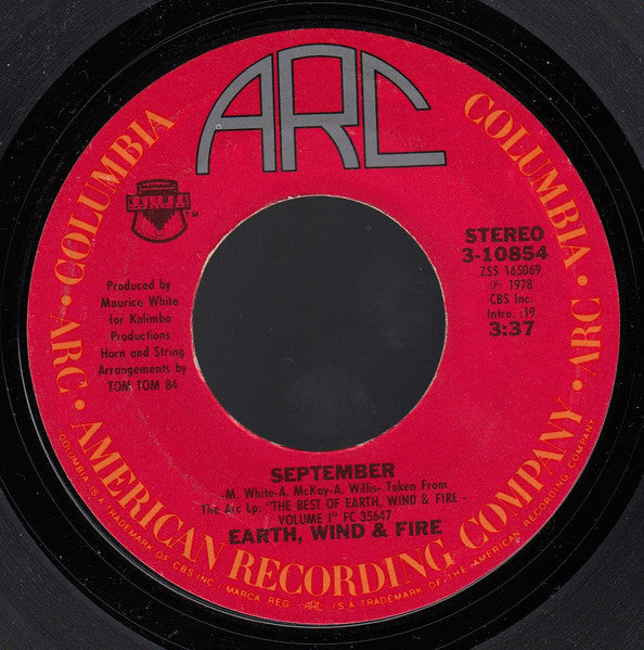 Earth, Wind & Fire : September (7", Single, Styrene, Ter)