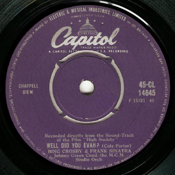 Bing Crosby & Grace Kelly / Bing Crosby & Frank Sinatra : True Love / Well Did You Evah? (7", Single)