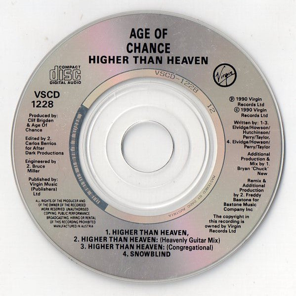 Age Of Chance : Higher Than Heaven (CD, Mini, Single)
