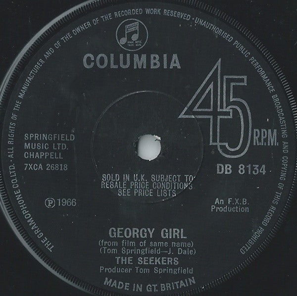The Seekers : Georgy Girl  (7", Single, Sol)
