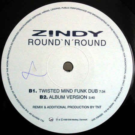 Zindy : Round 'N' Round (12", Promo)