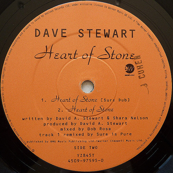 Dave Stewart* : Heart Of Stone (The 'Sure Is Pure' Remixes) (12", Single)