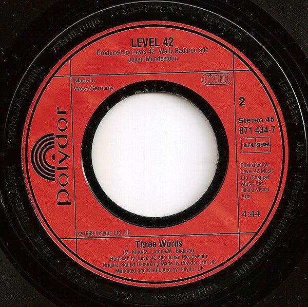 Level 42 : Tracie (7", Single)