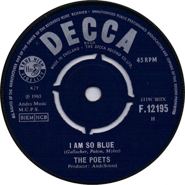 The Poets (2) : I Am So Blue (7", Single, Mono)