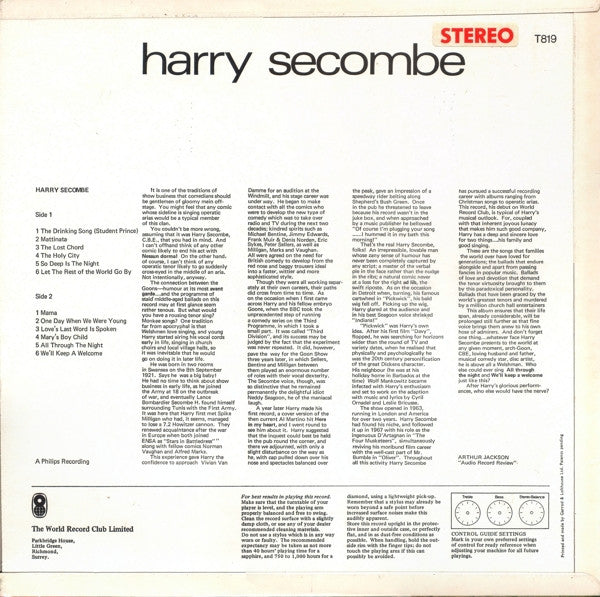 Harry Secombe : Harry Secombe Sings For You (LP, Album, Comp)