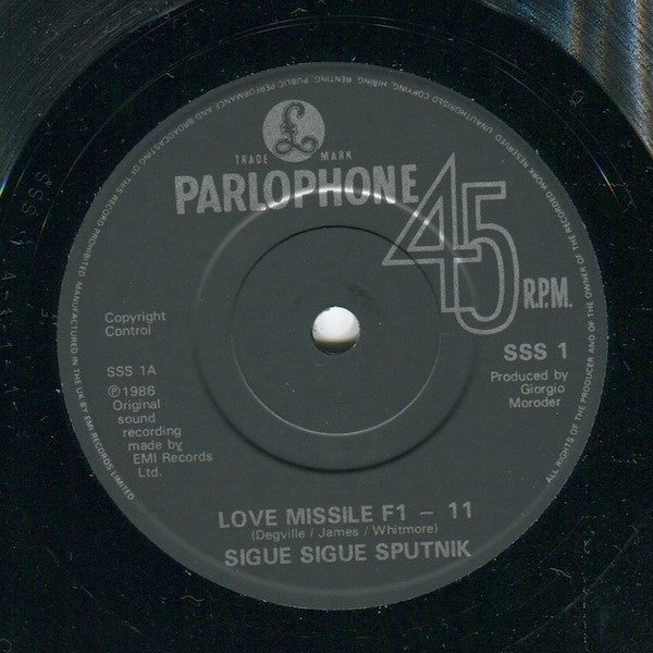 Sigue Sigue Sputnik : Love Missile F1-11 (7", Single, Pap)