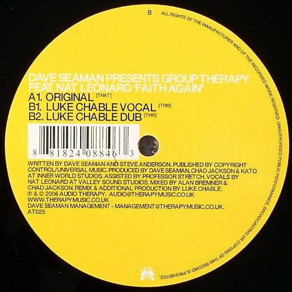 Dave Seaman Presents Group Therapy (2) Feat. Nat Leonard : Faith Again (12")