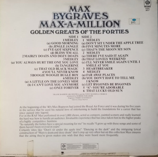 Max Bygraves : Max-A-Million  -  Golden Greats Of The Forties (LP, Album)