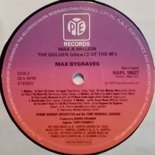 Max Bygraves : Max-A-Million  -  Golden Greats Of The Forties (LP, Album)