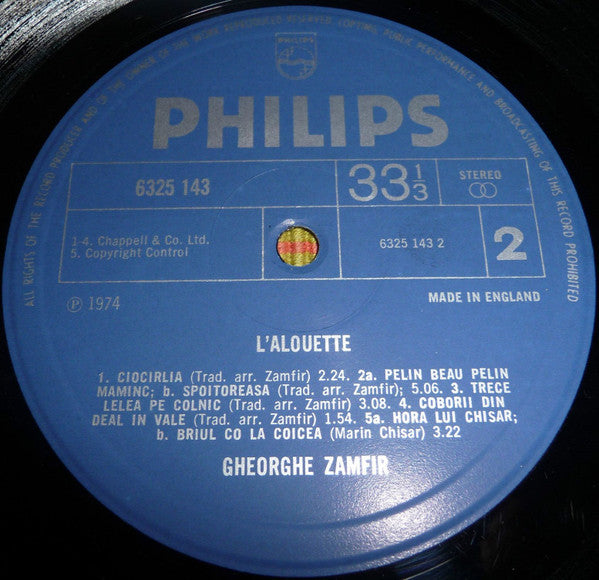 Gheorghe Zamfir : «L' Alouette» (LP, Album)