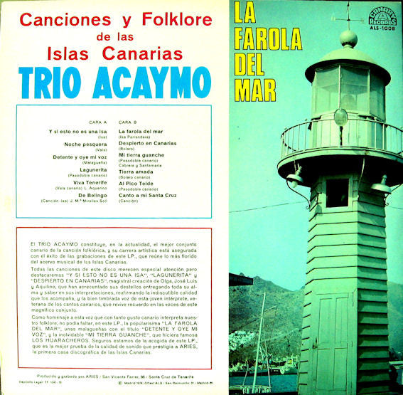 Trío Acaymo : Canciones Y Folklore De Canarias (LP, Album)
