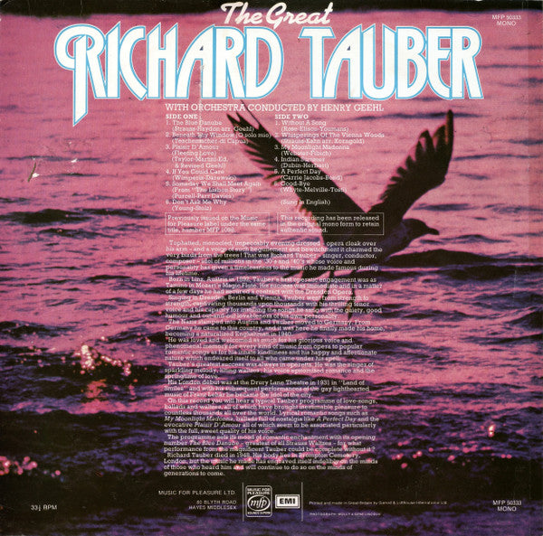 Richard Tauber : The Great Richard Tauber (LP, Comp, Mono)