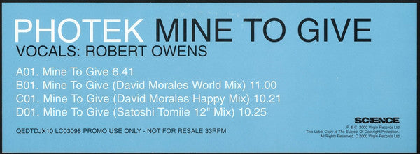 Photek : Mine To Give (2x12", Promo)