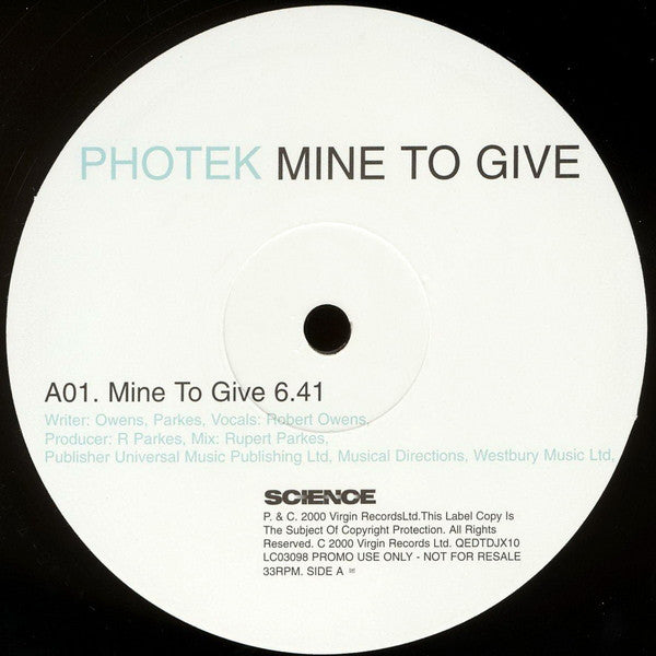 Photek : Mine To Give (2x12", Promo)