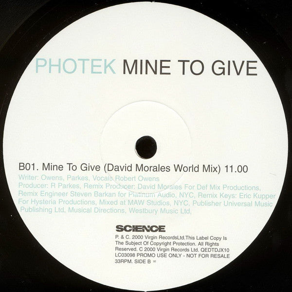 Photek : Mine To Give (2x12", Promo)
