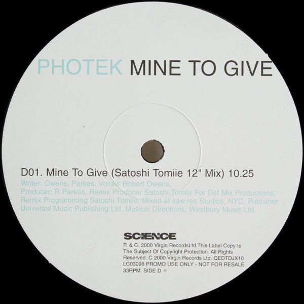 Photek : Mine To Give (2x12", Promo)