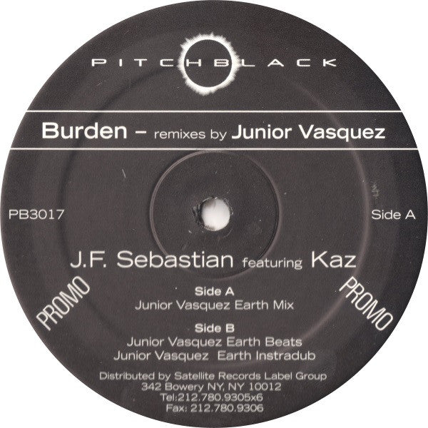 JF Sebastian featuring Kaz (4) : Burden (Remixes By Junior Vasquez) (12", Promo)