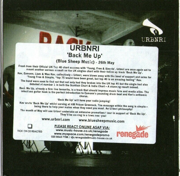 Urbnri : Back Me Up (CDr, Single, Promo)