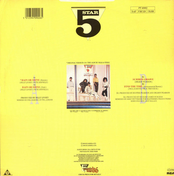 Five Star : Rain Or Shine (Remixed Version) (12", Single)