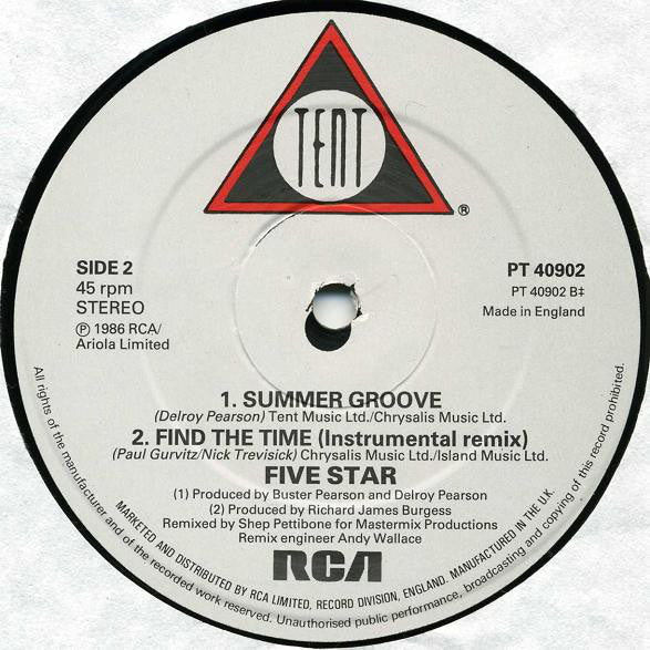 Five Star : Rain Or Shine (Remixed Version) (12", Single)