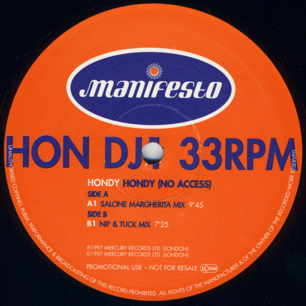 Hondy : Hondy (No Access) (2x12", Promo)