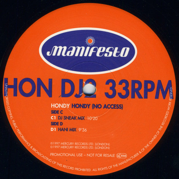 Hondy : Hondy (No Access) (2x12", Promo)