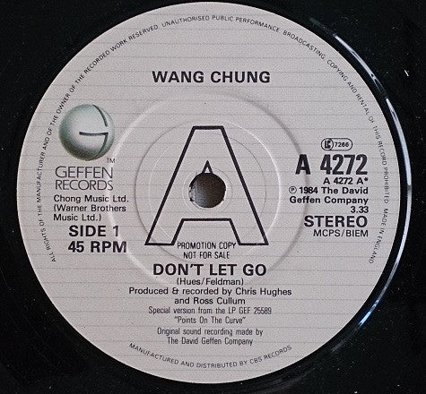 Wang Chung : Don't Let Go (7", Promo)