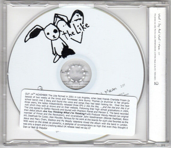 The Like : What I Say And What I Mean (CD, Single, Promo)