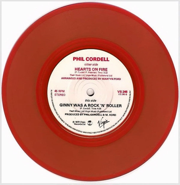 Phil Cordell : Hearts On Fire (7", Single, Red)
