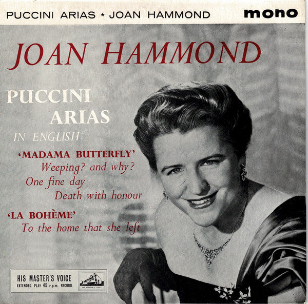 Joan Hammond : Puccini Arias In English (7", EP)