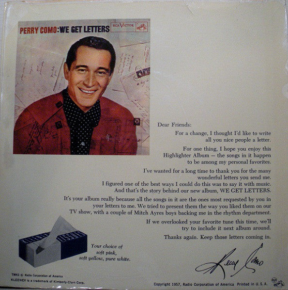 Perry Como : Kleenex Tissues Presents The Perry Como "Highlighter" (7", EP)