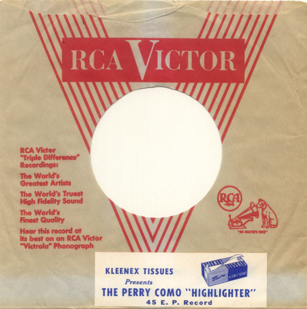 Perry Como : Kleenex Tissues Presents The Perry Como "Highlighter" (7", EP)
